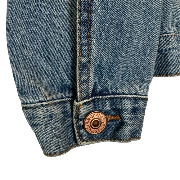 Forever 21 Jean Jacket Faux Fur Boys Large - Picture 5 of 14